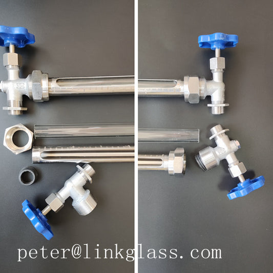 Stainless steel Cock valve glass tube liquid level gauge