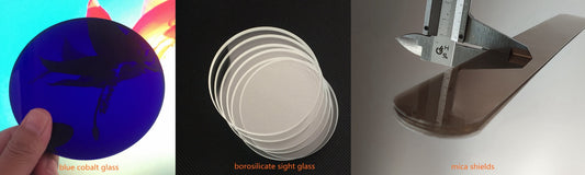 blue cobalt glass borosilicate sight glass mica shields