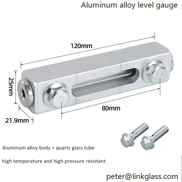 Metal oil level gauge for screw air compressors