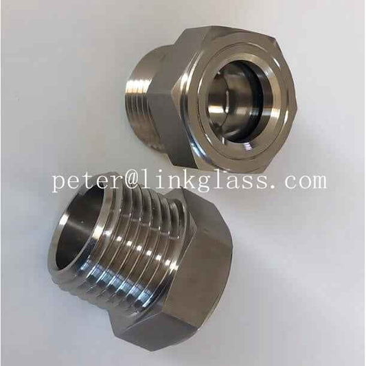 Hexagonal high temperature stainless steel oil vision mirror NPT thread air compressor pump level window fittings oil sight glass