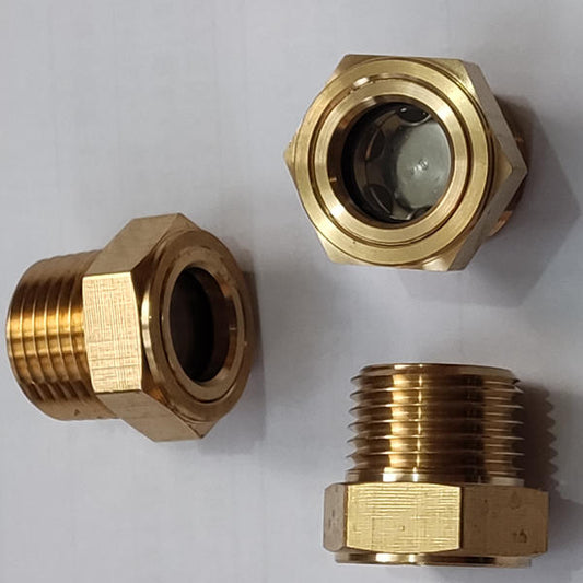 Air Compressor Oil Sight Glass, G 3/4" Male Thread Brass Oil Liquid Level Gauge Air Compressor Parts with O-ring